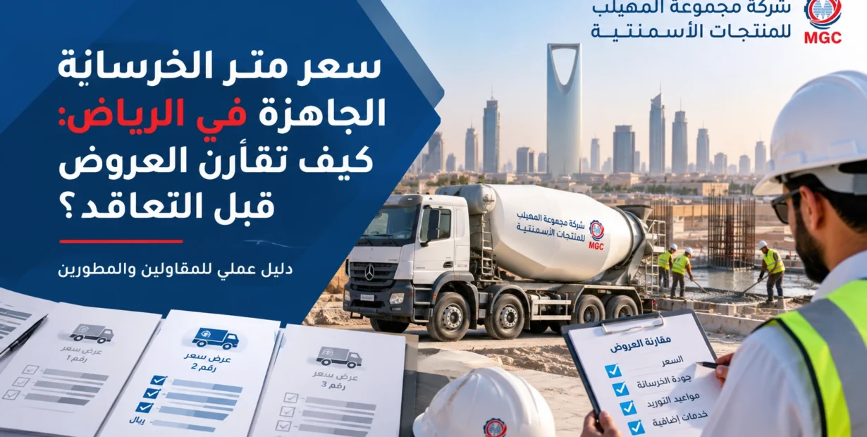 سعر متر الخرسانة الجاهزة في الرياض: كيف تقارن العروض قبل التعاقد؟