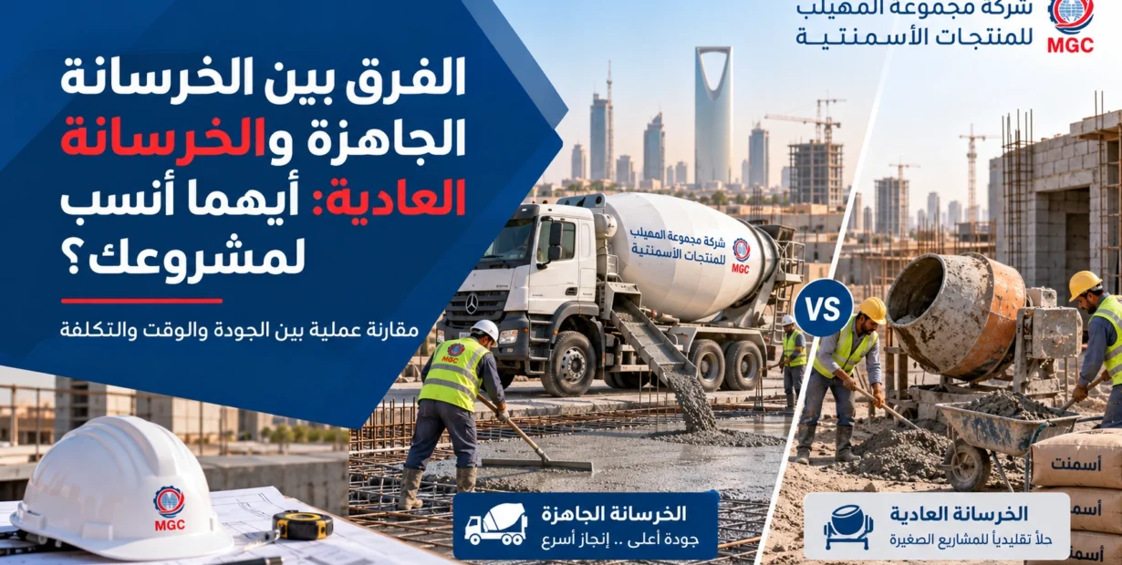 الفرق بين الخرسانة الجاهزة والخرسانة العادية: أيهما أنسب لمشروعك؟