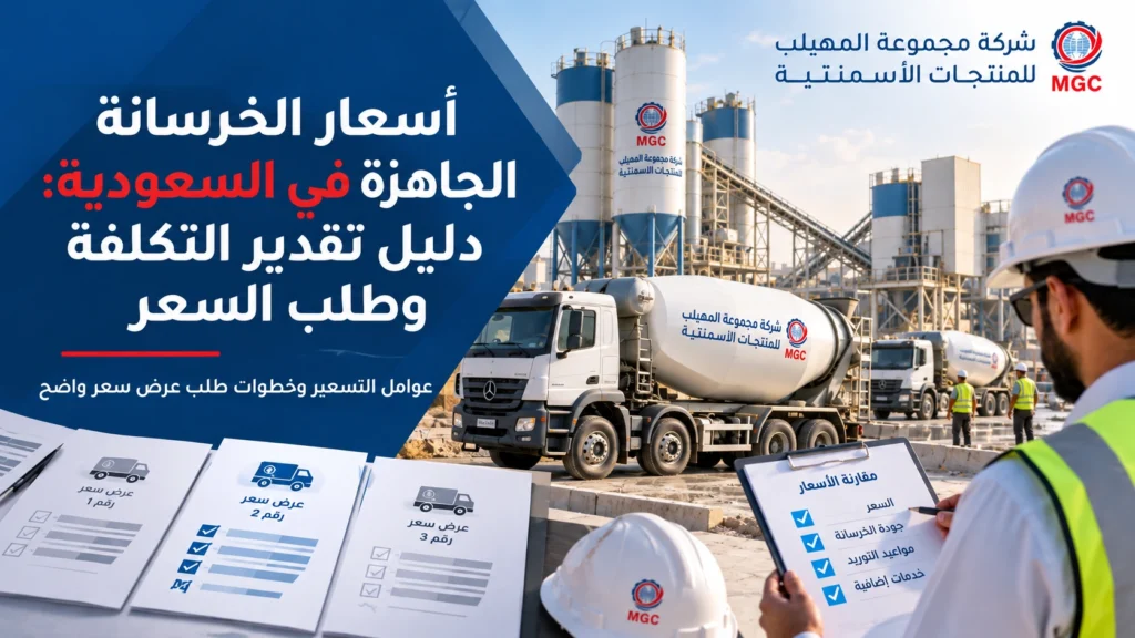 أسعار الخرسانة الجاهزة في السعودية: دليل تقدير التكلفة وطلب عرض السعر