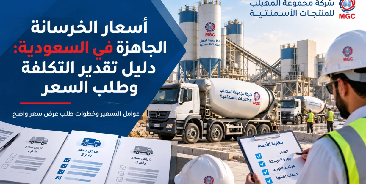 أسعار الخرسانة الجاهزة في السعودية: دليل تقدير التكلفة وطلب عرض السعر