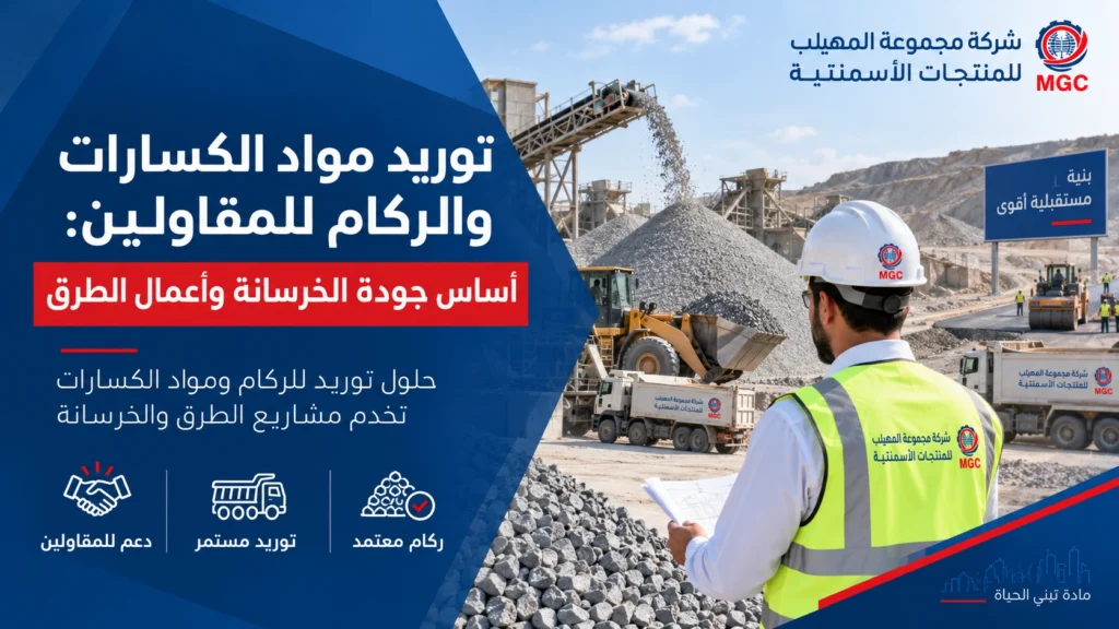 توريد مواد الكسارات والركام للمقاولين: أساس جودة الخرسانة وأعمال الطرق