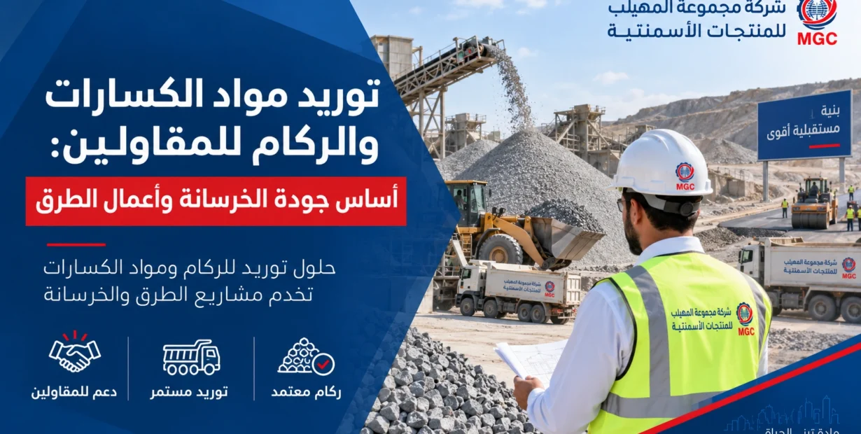 توريد مواد الكسارات والركام للمقاولين: أساس جودة الخرسانة وأعمال الطرق